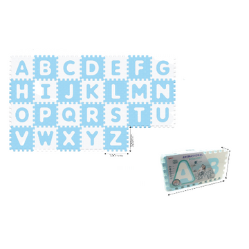 Alfombra  Rompecabezas Antibactarial  Alfabeto Celeste 26PCS