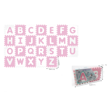 Alfombra Rompecabezas Antibactarial Alfabeto Rosa 26PCS