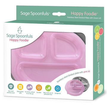 Plato divisor de acero inoxidable con tapa rosa Sage Spoonfuls