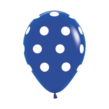12 Globos azul con puntos blancos