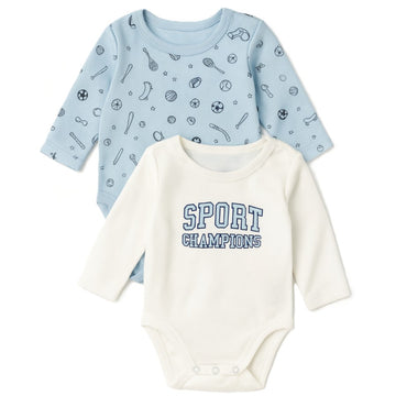 B4baby - Set de 2 mameluco para niño | gris y celeste