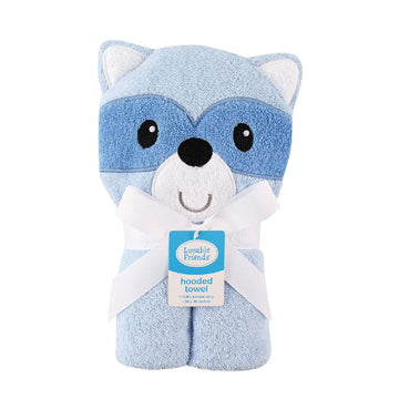 Luvable Friends -Toalla con capucha de Mapache Azul