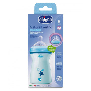 Chicco - Natural Feeling Biberón Flujo Regular Azul 6m+ (330ml)
