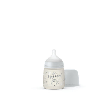 Pacha Boca ancha con biberón fisiológico SX PRO 150ML Spread joy gris
