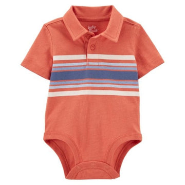 Carter´s Enterizo naranja tipo polo con rayas niño 12M