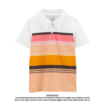 Carter´s - Camisa pola rayada naranja y roja Niño 12M