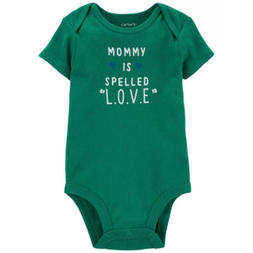 Carter´s Enterizo verde mommy is spelled Love Unisex 12M