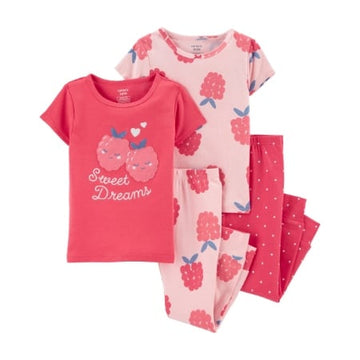 Carter´s Pijama 4 piezas m/c de frambuesas Niña 18M