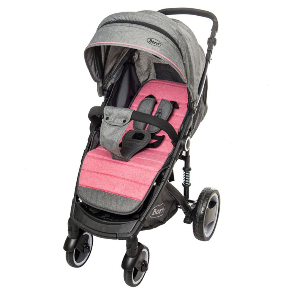 Born - Coche con Portabebé Rosa/Gris