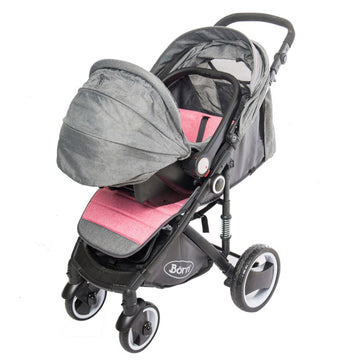 Born - Coche con Portabebé Rosa/Gris