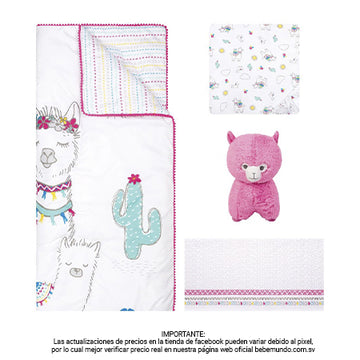 Juego de Cama de 4 Piezas para Cuna de bebé Llama
