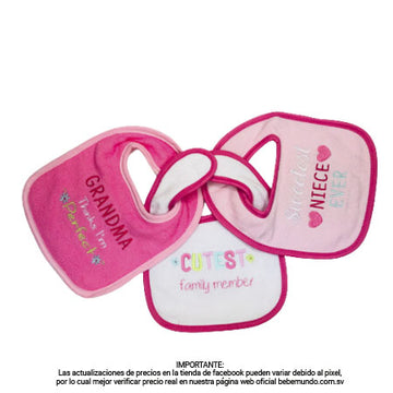 Baby Visión - Baberos Rosa 3pack