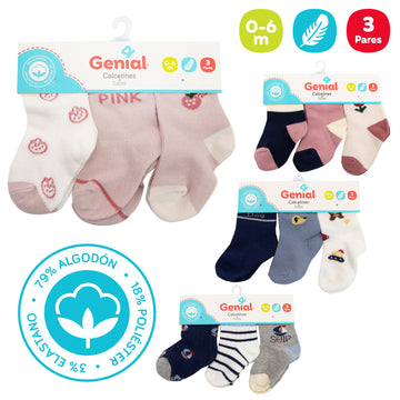 Genial - Medias 3 pares | 0-6 meses