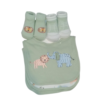 Little Me - set de 2 pares de calcetines con 3 juego de babero de la selva.