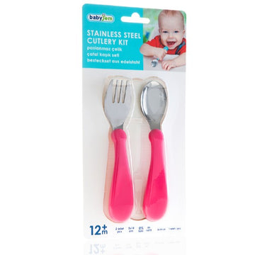 BabyJem - Cubiertos de acero inoxidable | Rosa
