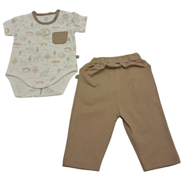 B4baby- Set de 2 piezas niño pantalón y mameluco | +6m