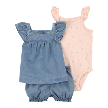 Carter´s - Conjunto 3 Piezas Blusa, Body Y Short Bombacho
