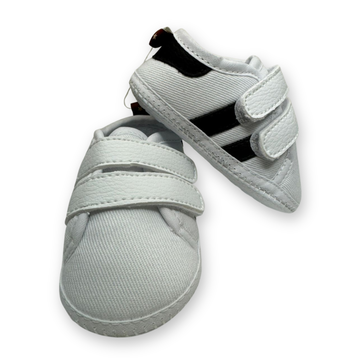 B4baby - Zapatilla de velcro para niño | blanco con rayas