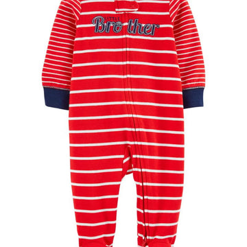 Carter´s- Pijama con pie con franjas rojas y blanco | +6m