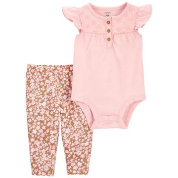 Carters - Conjunto 2pc rosa floral 9M