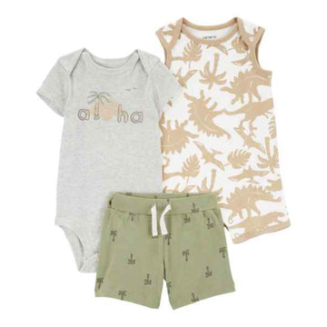 Carter´s- Conjunto de 3 piezas short y mameluco de la selva | +9M