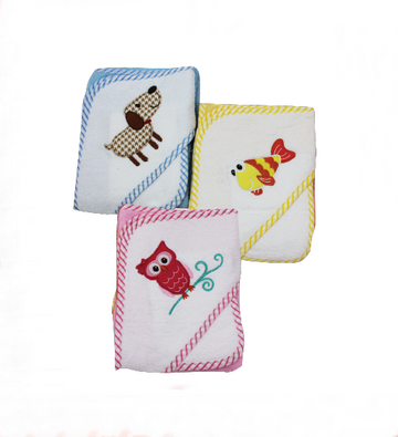 Toalla de perrito con capucha y pañito celeste