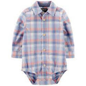 CAMISA SP23 IB LS WVN BS BLUE PLAID WBO 12M