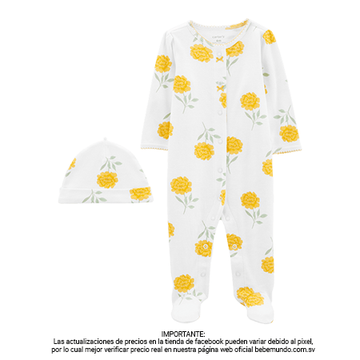 Carter´s - Pijama Enterizo y Gorro Floral Niñas +9M
