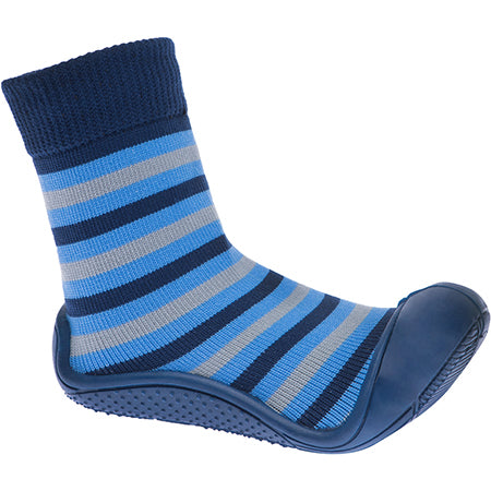 Medias con suela  rayas azules para niño Pimpohlo