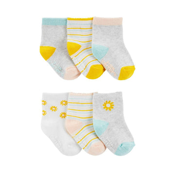 MEDIAS 6PK BOOTIE YELLOW-BLUE FLORAL