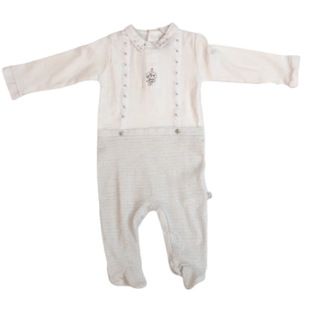 Enterizo con pie, cuello y tirantes  para Niño  0M/0-3/3-6/6-9M