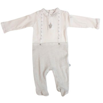 Enterizo con pie, cuello y tirantes  para Niño  0M/0-3/3-6/6-9M