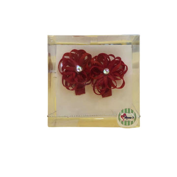 Par Ganchitos Flor Roja con Perla