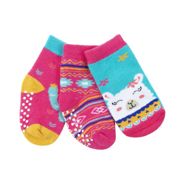 Juego de 3 medias con antideslizante de Llama 0-24 meses