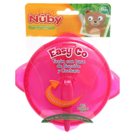 Nuby -  Plato hondo  con Base de Succión y Cuchara surtido
