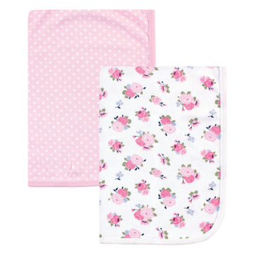 Luvable Friends - Manta Swaddle de algodón  floral y puntos Rosa Niña