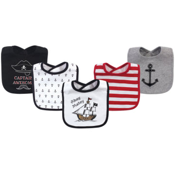 Luvable Friends - Set de 5 Baberos de algodón para bebé Niño de barco pirata