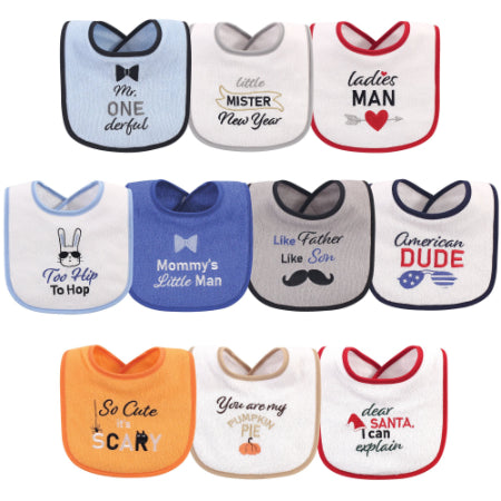 Set de 10 Baberos de felpa de algodón de las fiestas para Niño