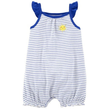 Enterizo con tirantes rayado azul y blanco Niña 9M