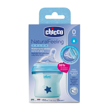 Chicco - Biberón Natural Feeling 150ml 0M+ Celeste
