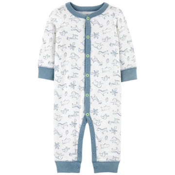 Pijama de una Pieza de Animalitos Blanca/Azul 6M