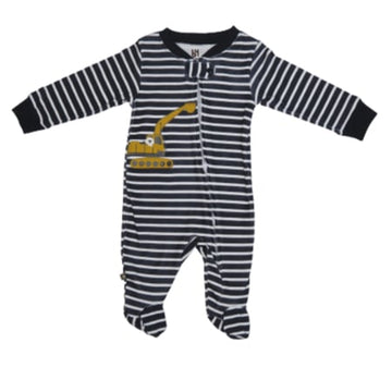 Pijama Azul Rayada con Estampado de Maquina - Recién nacido