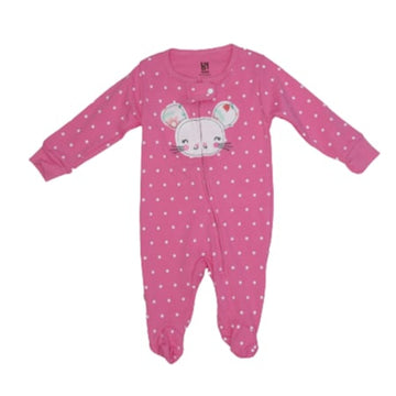Pijama Entera Rosada con Figura de Conejo -9m