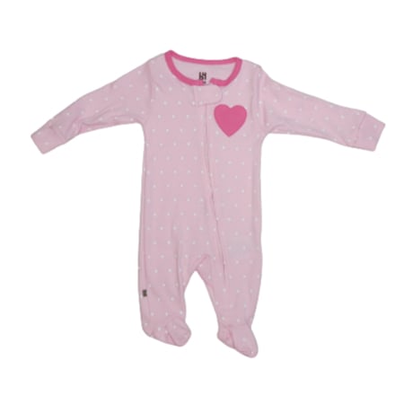 Pijama Entera Rosada con Figura de Corazón - 9m