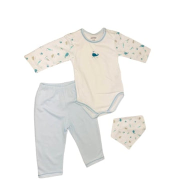 Conjunto de enterizo m/l, pantalón y babero 0-3M