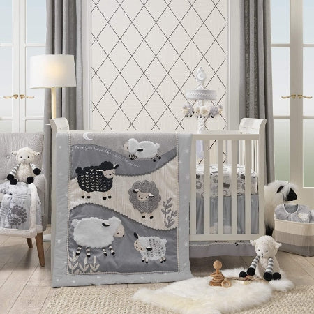 Lambs & Ivy Little Sheep Juego de ropa de cama para cuna de bebé de 4 piezas