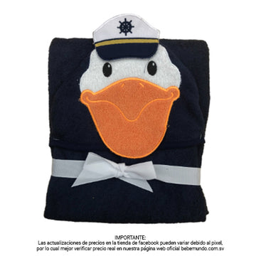 TOALLA CON CAPUCHA NIÑO AZUL PELICANO