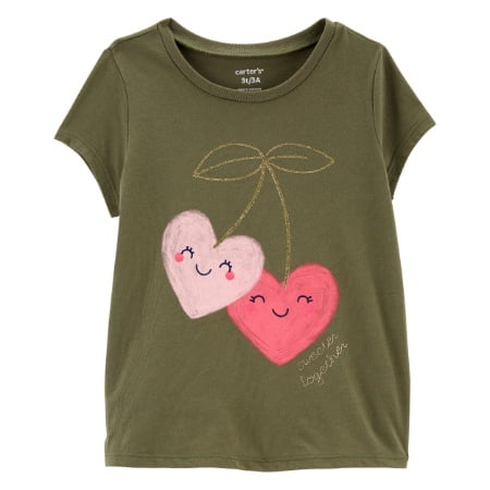 Blusa verde olivo de corazón Niña 18M
