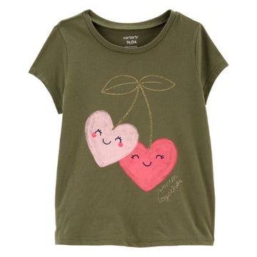 Blusa verde olivo de corazón Niña 18M