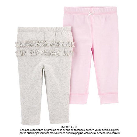 Carter´s -  2 pack pantalón para niña gris y rosa +PRE